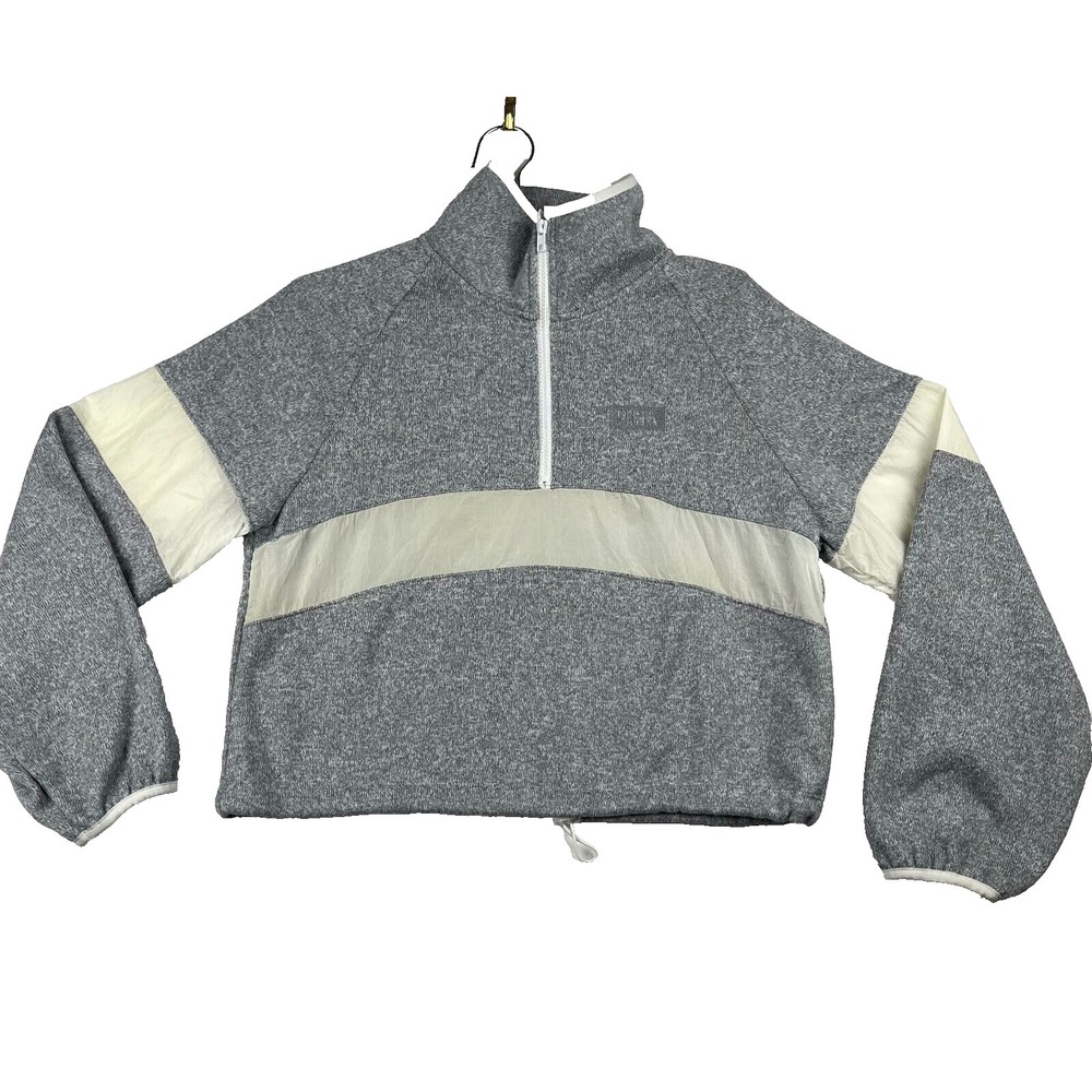 Pink Victoria's Secret Sweatshirt Womens XS Gray Polyester Mock Neck Quarter Zip